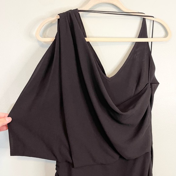 Haute Hippie Women's Black Side Zip Cowl Neck One Cold Shoulder Mini Dress Small - Picture 5 of 9